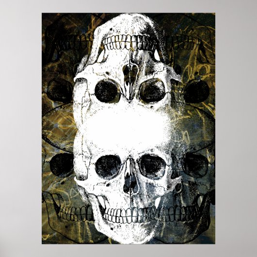 Halloween Horror - 3 Skulls Graffiti Burst Poster (Voorkant)