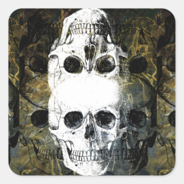 Halloween Horror - 3 Skulls Graffiti Burst Vierkante Sticker