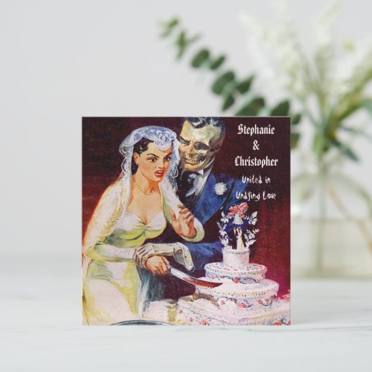 Halloween Horror Bride & Doom Undie Love Wedding Kaart (Staand voorkant)