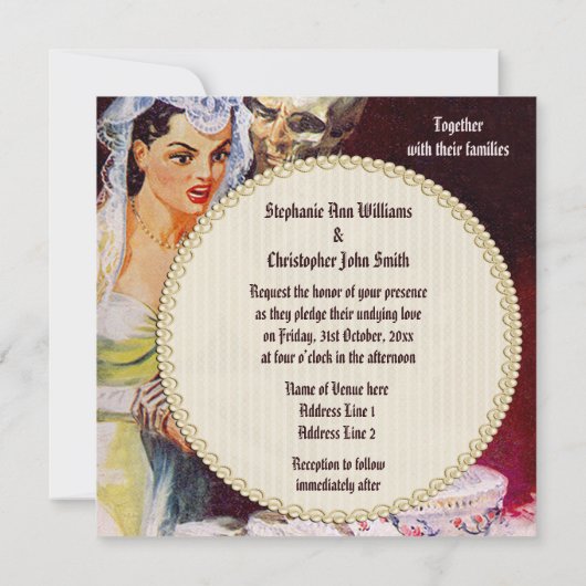 Halloween Horror Bride & Doom Undie Love Wedding Kaart (Achterkant)