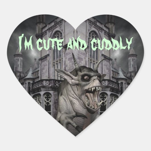 Halloween horror eng demon monster hart sticker (Voorkant)