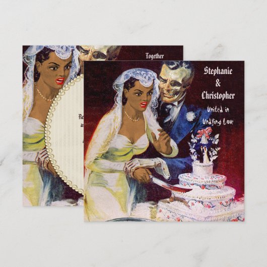 Halloween Horror Ethnic Bride and Doom Wedding Kaart (Voorkant / Achterkant)