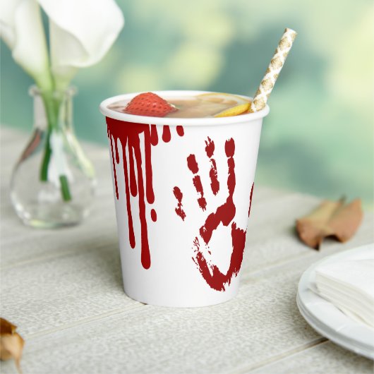 Halloween Horror Film Bloody Handprints Papieren Bekers (Insitu)
