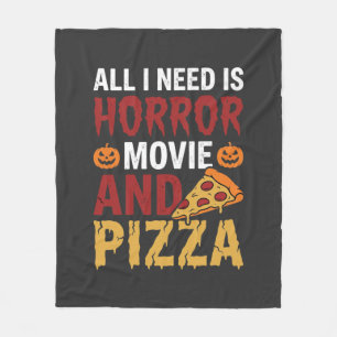 Halloween Horror Film en Pizza Typografie Fleece Deken
