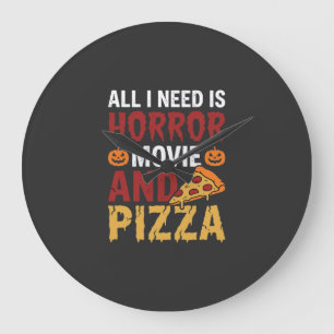 Halloween Horror Film en Pizza Typografie Grote Klok