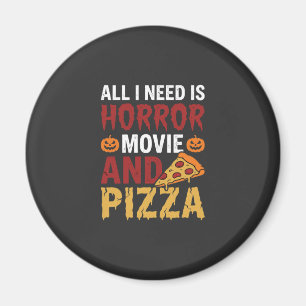 Halloween Horror Film en Pizza Typografie Magneet