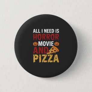 Halloween Horror Film en Pizza Typografie Ronde Button 5,7 Cm