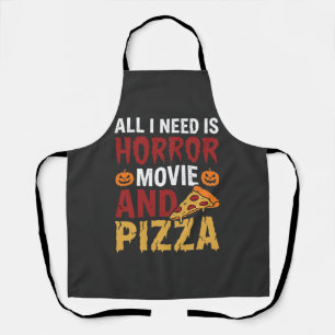 Halloween Horror Film en Pizza Typografie Schort