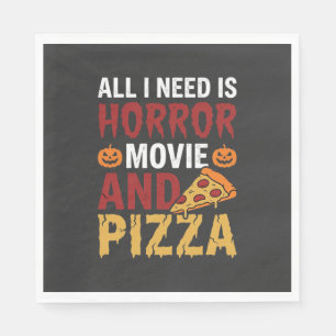 Halloween Horror Film en Pizza Typografie Servet