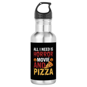 Halloween Horror Film en Pizza Typografie Waterfles