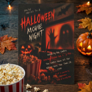 Halloween Horror Film Nacht Popcorn Spoken Kaart