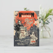 Halloween Horror Film Night Retro Poster Kaart (Staand voorkant)