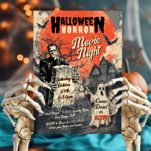 Halloween Horror Film Night Retro Poster Kaart