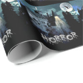 Halloween Horror hauned House Scary Blue Night Cadeaupapier (Rol Hoek)
