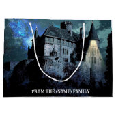 Halloween Horror hauned House Scary Blue Night Groot Cadeauzakje (Achterkant)