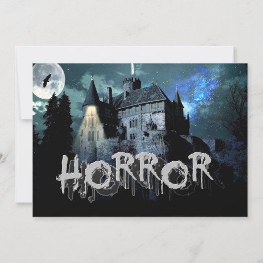 Halloween Horror hauned House Scary Blue Night Kaart (Voorkant)
