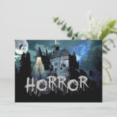 Halloween Horror hauned House Scary Blue Night Kaart (Staand voorkant)