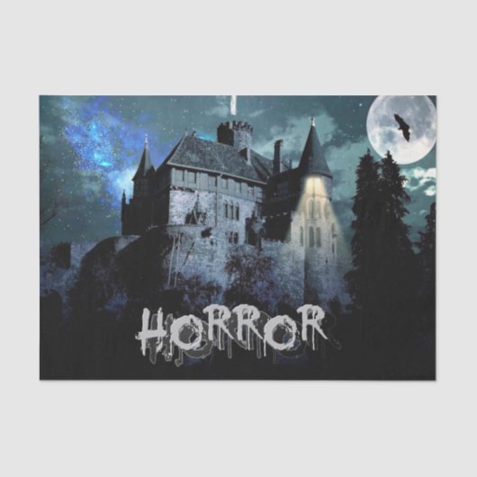 Halloween Horror hauned House Scary Blue Night Tissuepapier (Voorkant)