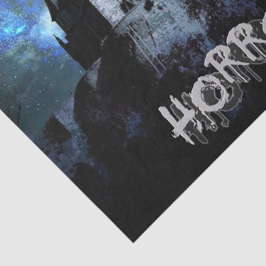 Halloween Horror hauned House Scary Blue Night Tissuepapier (Detail)