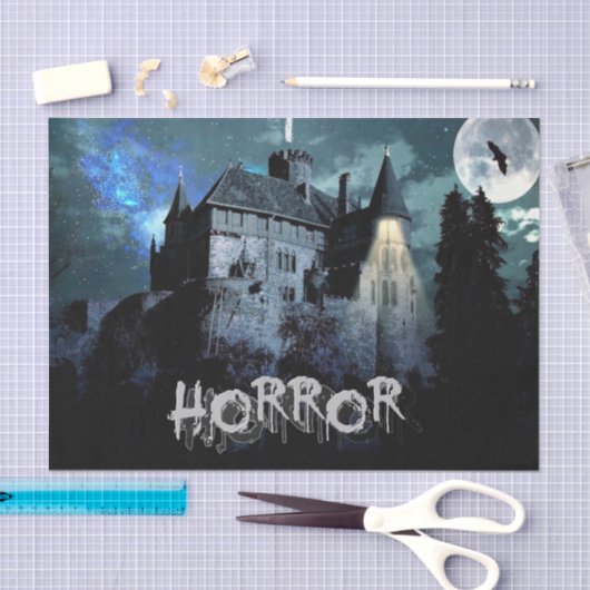 Halloween Horror hauned House Scary Blue Night Tissuepapier (Craft)