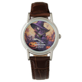 Halloween Horror Heks Zakelijk Logo Watch Horloge