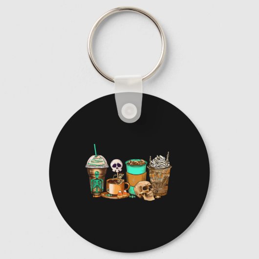 Halloween Horror Latte Koffiekopjes Skeleton Hand  Sleutelhanger (Voorkant)