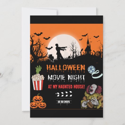 Halloween Horror Movie Night Party Invitation Bedankkaart (Voorkant)