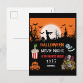 Halloween Horror Movie Night Party Invitation Feestdagenkaart (Voorkant / Achterkant)