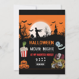 Halloween Horror Movie Night Party Invitation Kaart