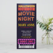 Halloween Horror Movie Party Ticket Pass Birthday Kaart (Staand voorkant)