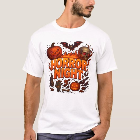Halloween Horror Night Fire Kleding Koel T-shirt (Voorkant)