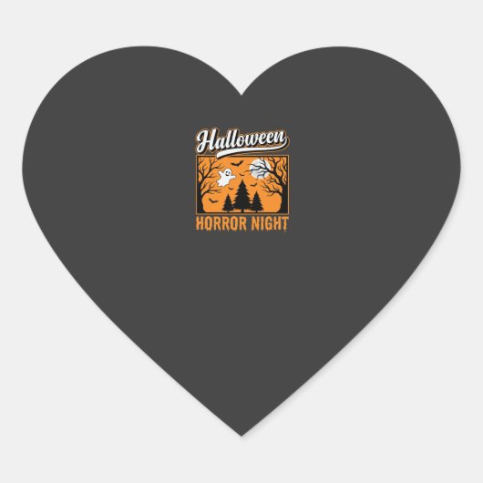 Halloween Horror Night Retro Geestenbos Hart Sticker (Voorkant)