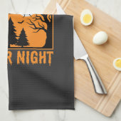 Halloween Horror Night Retro Geestenbos Theedoek (Quarter Fold)