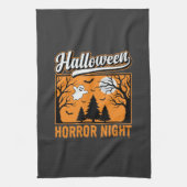 Halloween Horror Night Retro Geestenbos Theedoek (Verticaal)