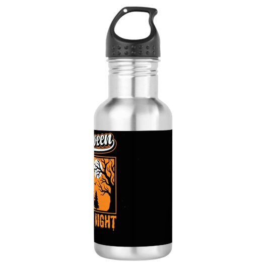 Halloween Horror Night Retro Geestenbos Waterfles (Voorkant)