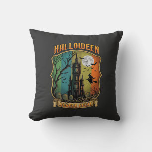 Halloween Horror Night Spokenhuis Heks Volle Maan Kussen