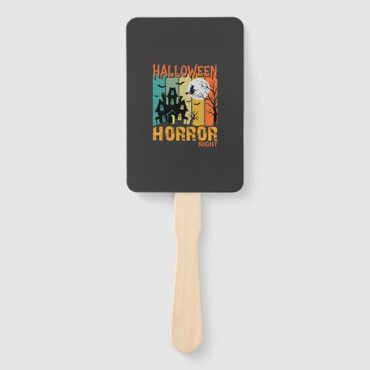 Halloween Horror Night Spokenhuis Vector_1 Handwaaier (Voorkant)