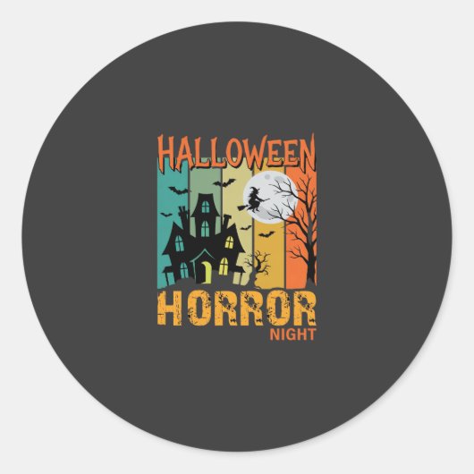 Halloween Horror Night Spokenhuis Vector_1 Ronde Sticker (Voorkant)