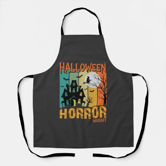 Halloween Horror Night Spokenhuis Vector_1 Schort (Voorkant)