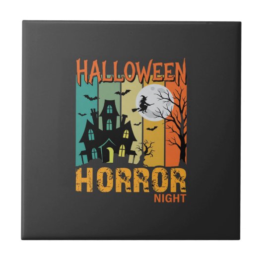 Halloween Horror Night Spokenhuis Vector_1 Tegeltje (Voorkant)