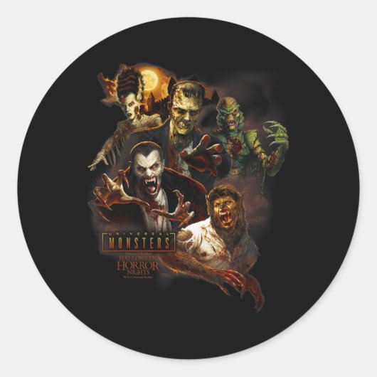 Halloween Horror Nights HHN Universele Monsters Ronde Sticker (Voorkant)