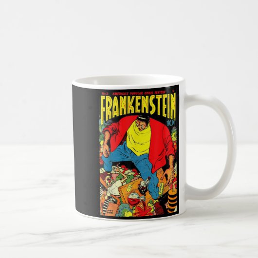 Halloween Horror Oude Strips Retro Grappig Koffiemok (Rechts)