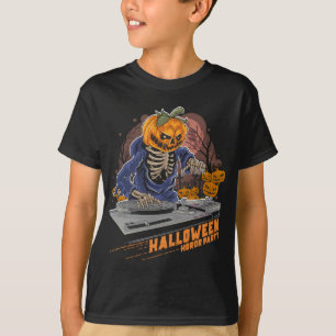 Halloween Horror Party Pumpkin Head DJ T-shirt