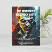 Halloween horror party zombie schepsel cartoon kaart (Staand voorkant)