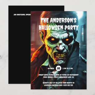 Halloween horror party zombie schepsel cartoon kaart