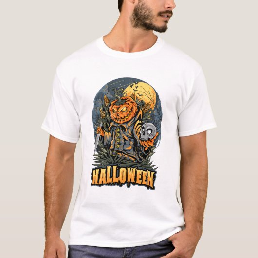 Halloween Horror Pompoen Grafische T-Shirt (Voorkant)