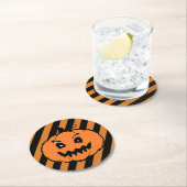 Halloween Horror Pumpkin Black Stripes Ronde Kartonnen Onderzetter (Insitu)