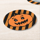 Halloween Horror Pumpkin Black Stripes Ronde Kartonnen Onderzetter (Gebogen)