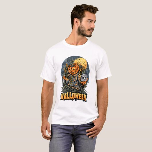 Halloween Horror Pumpkin Graphic T-Shirt (Voorkant volledig)