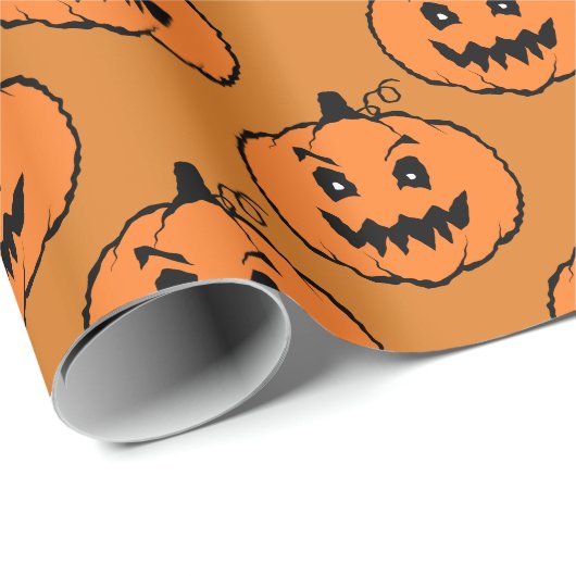 Halloween Horror Pumpkin Pattern Cadeaupapier (Rol Hoek)